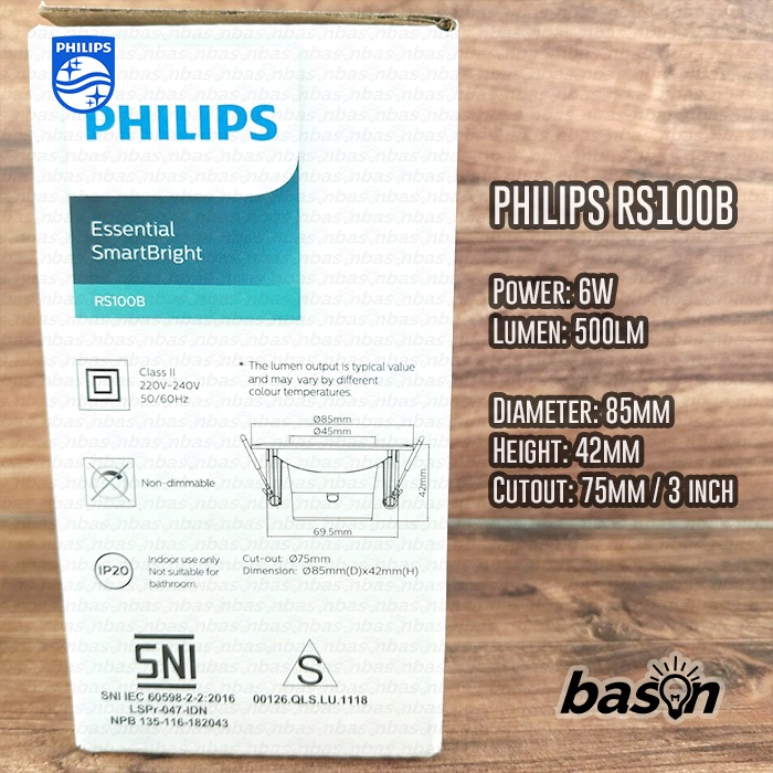 PHILIPS RS100B 6W 500lm D75 220V - Lampu LED Spotlight