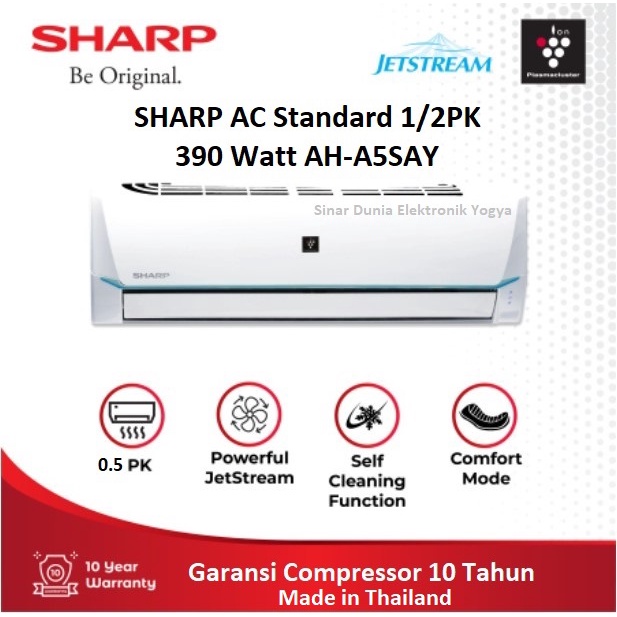 SHARP AC 1/2 PK Jetsream 390W AH-A5SAY 5SAY R32 Standard 0.5 PK