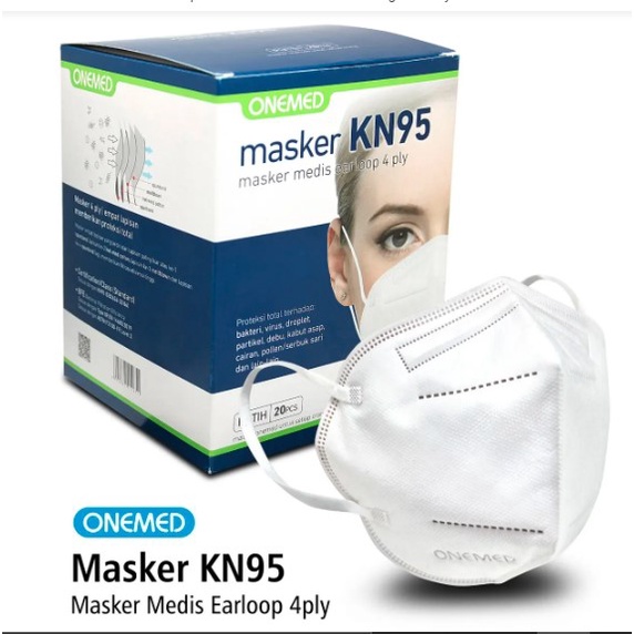 MASKER KN 95 ONEMED ISI 20 . MASKER MEDIS BEDAH SURGICAL KN95 FACE MASK ONE MED