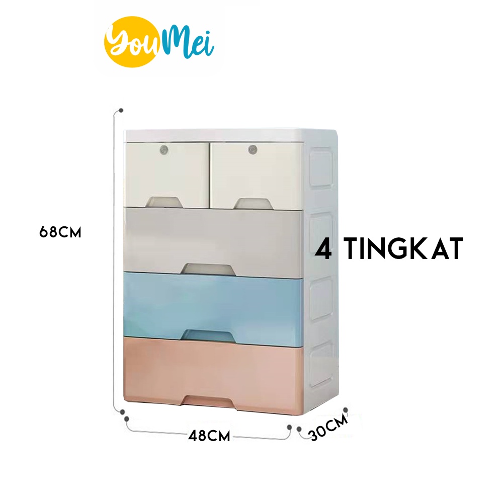 Lemari Plastik Pakaian Anak Dan Dewasa Ukuran Jumbo 4 Tingkat Termurah Dengan Laci Susun Minimalis Sebagai Rak Penyimpanan Organizer Bertingkat Kamar Tidur Barang Dapur - 1225