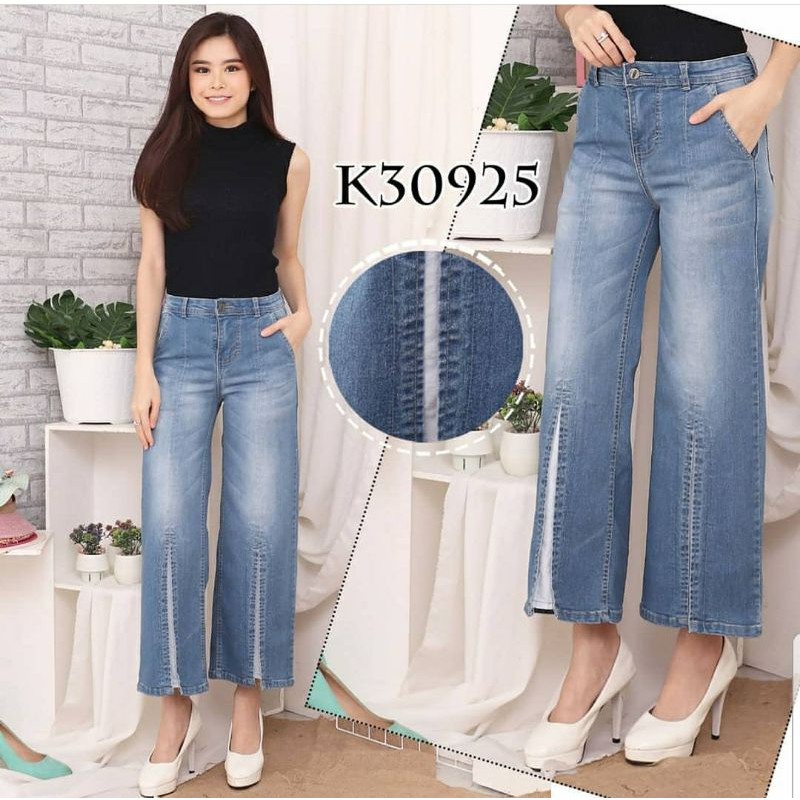 #30812 VJ ORIGINAL JEANS KULOT BELAH PURING