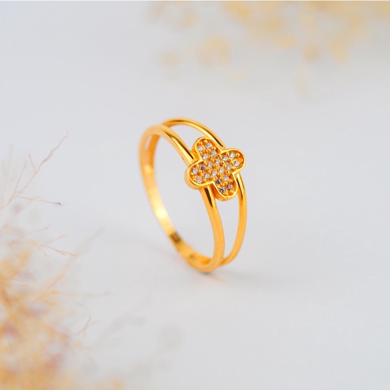 Cincin Emas Clover Double Ring - Toko Emas Gadjah