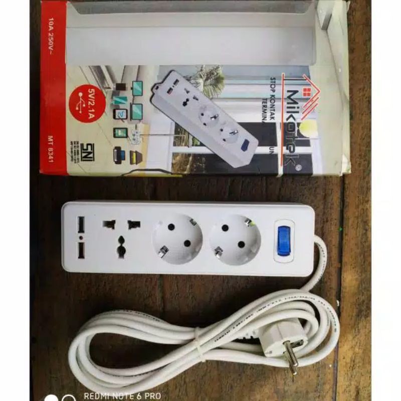 STOP KONTAK + USB CHARGE  SNI MIKOTEK MT-8341 | TERMINAL | COK CABANG