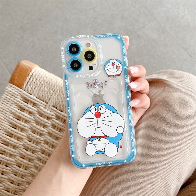 Soft Case Pelindung Lensa Transparan Desain Doraemon Untuk iPhone 12 13 Pro MAX 11 X XR XS MAX 7 8 Plus