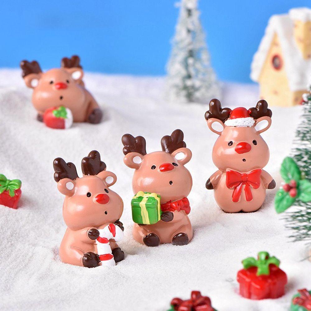 Augustina Elk Decoration Dekorasi Liburan Lucu Elk Series Patung Resin Perlengkapan Dekorasi Dekor Natal