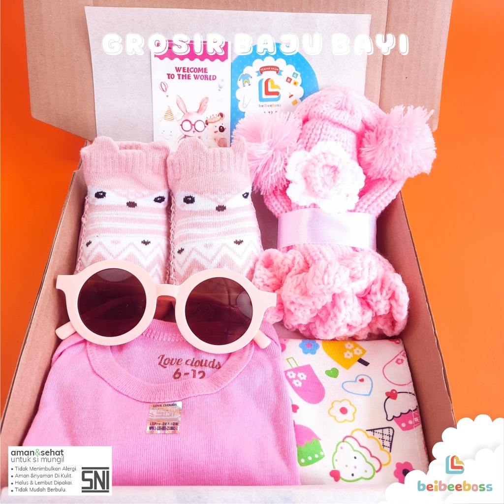 HAMPERS KADO BAYI LAKI LAKI DAN PEREMPUAN BABY GIFT-paket rain pink