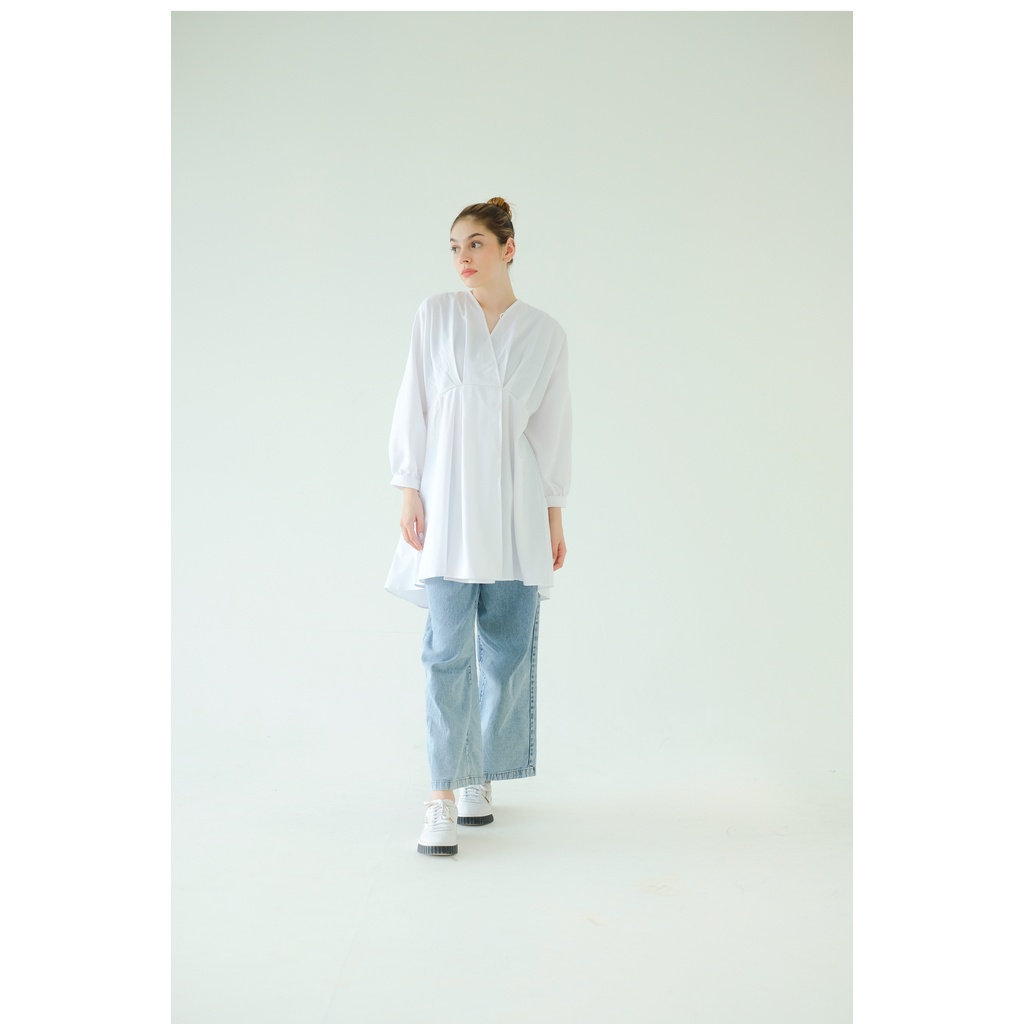 Biya Tunik - Putih atasan wanita midi dress