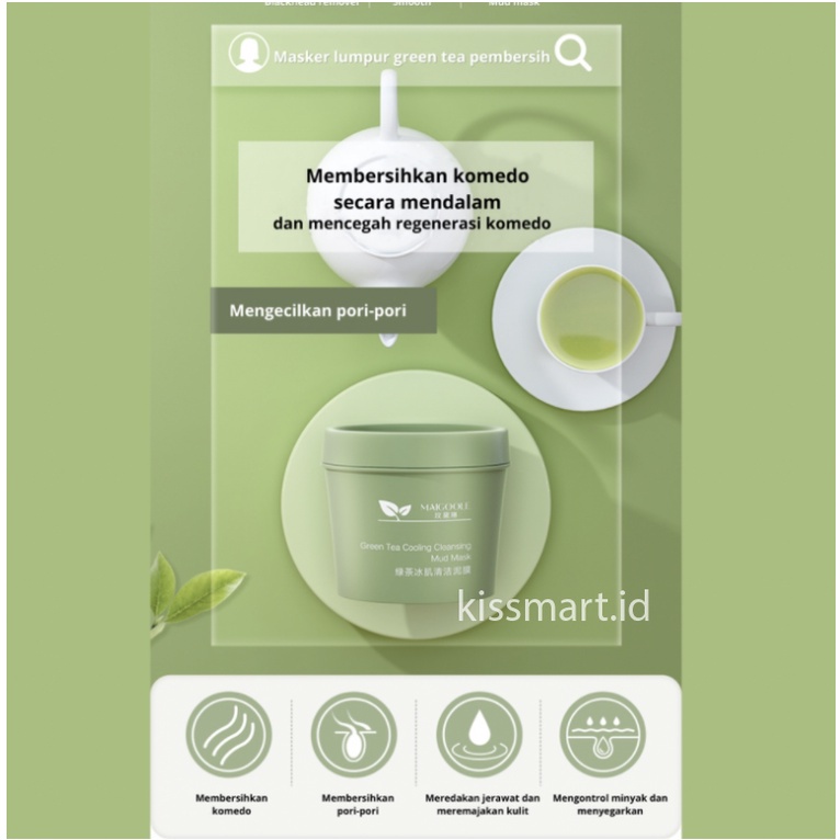 MAIGOOLE Green Tea Clay Mask Masker Wajah Green Tea Pore Clean Clay Mask 100gr Berfungsi Mencerahkan Warna Kulit Di Wajah XX033