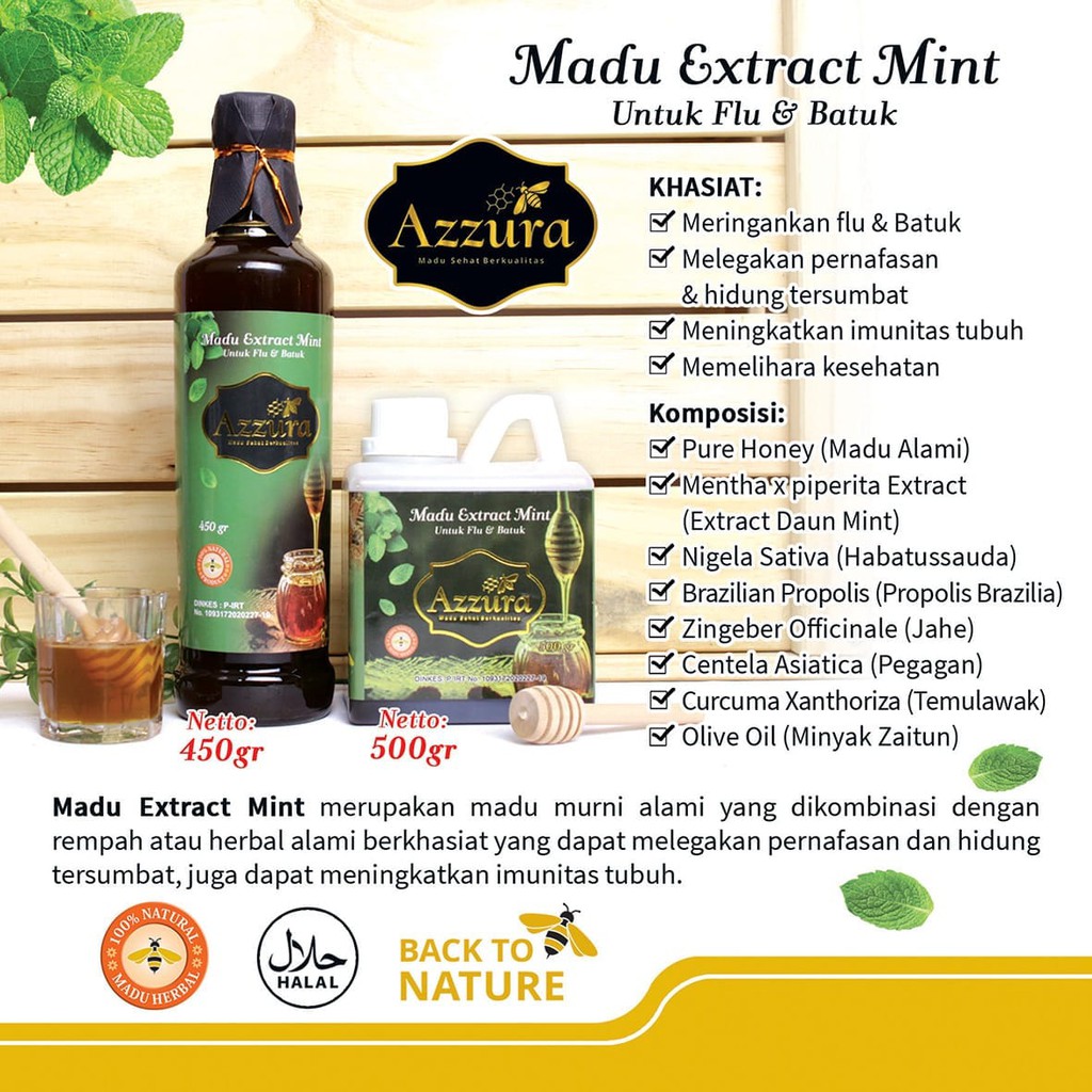 

Madu Extract Mint - Madu Obat Batuk Flu Pilek Herbal