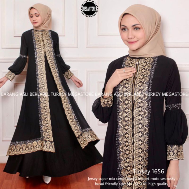 GAMIS ABAYA TURKEY BUSUI BORDIR GOLD