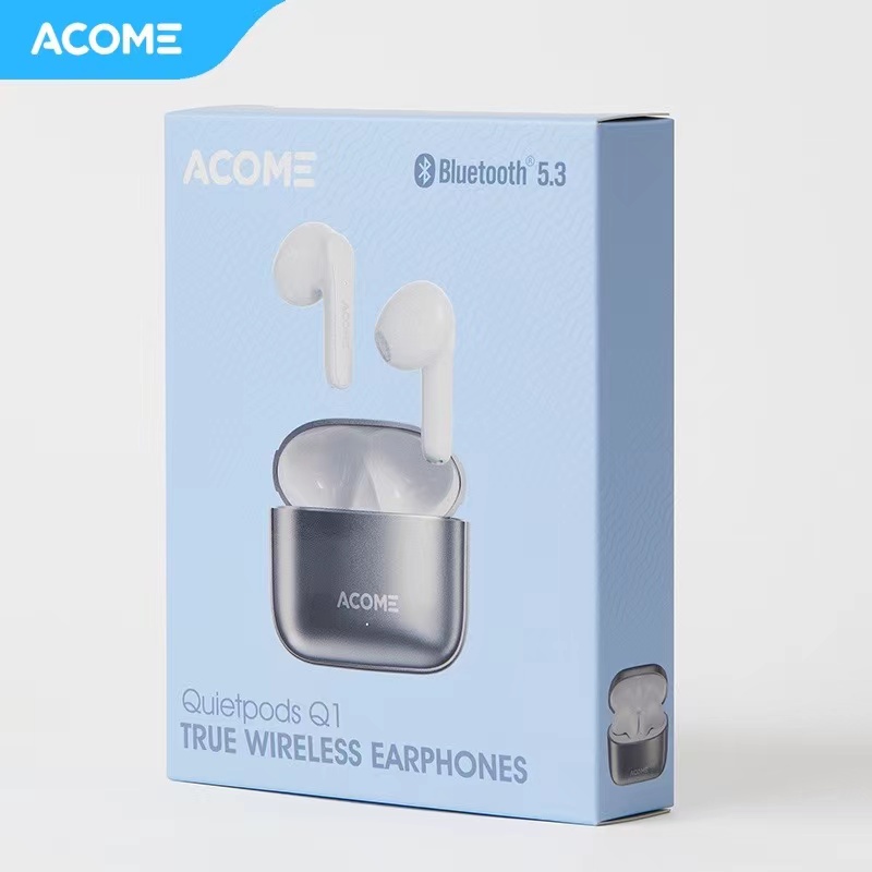 TWS Bluetooth ACOME Q1 Bluetooth 5.3 ENC Call Noise Reduction Airdots Ultra Light 3.5 Gram - Garansi Resmi 1 Tahun