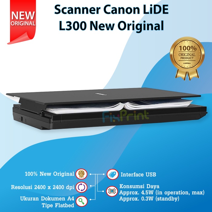 Scanner Canon LiDE L300 Flatbed CanoScan A4 LiDe 300 Garansi Resmi Original