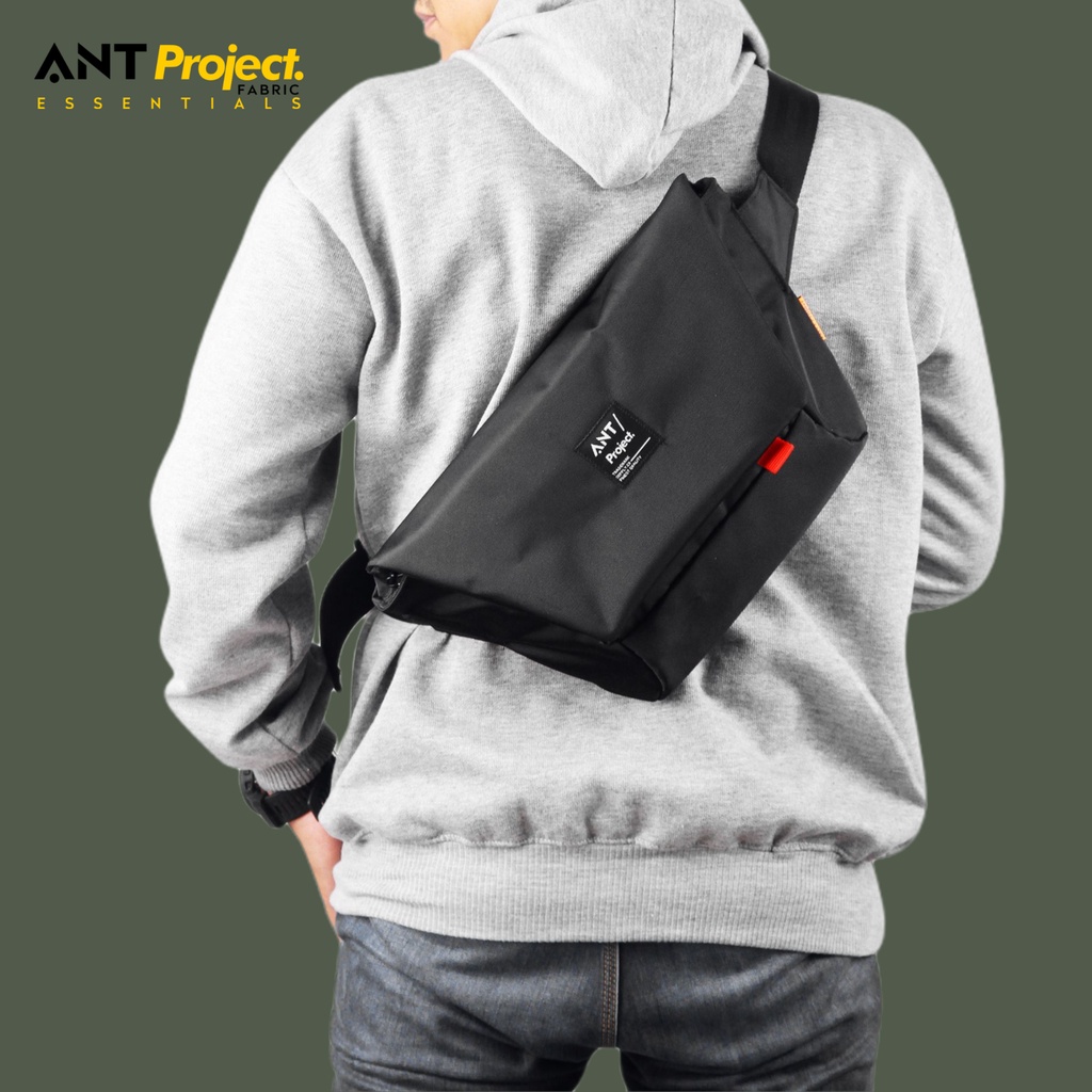 ANT PROJECT - Shoulder Bag Pria ALPHA - Waist Bag Pria Full Black