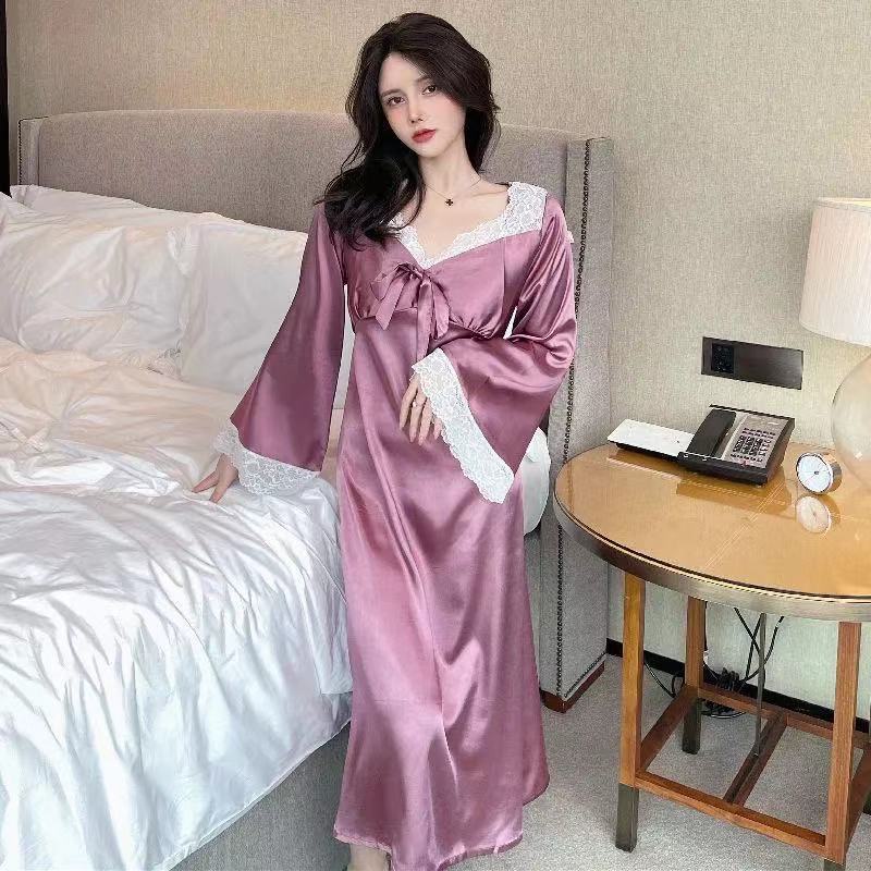 Musim Gugur dan Musim Dingin Baru Baju Tidur Wanita Xia Bingsi Lengan Panjang Renda Manis Ukuran Bes