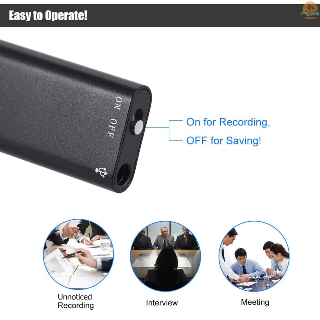 8GB Mini USB Digital Audio Voice Recorder Dictaphone MP3 Music Player Portable Recording Device 96hrs Recorded Files for Lectures Meetings Class Interview