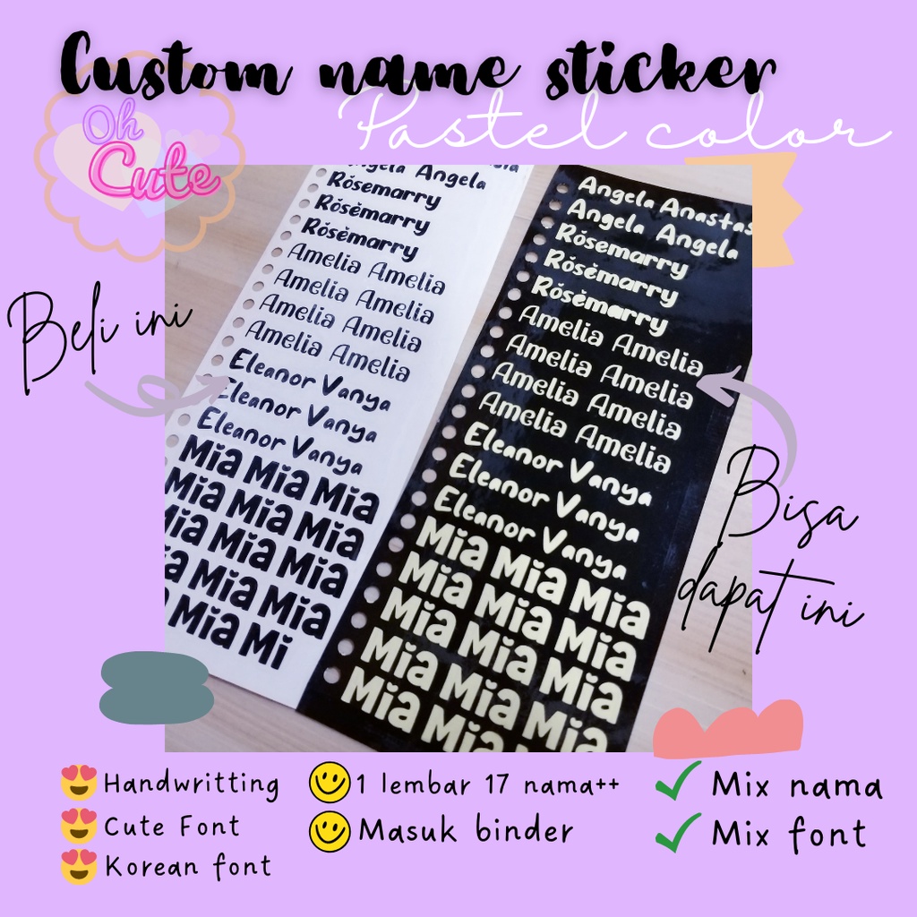 

Sticker Nama Custom per Lembar Warna Pastel
