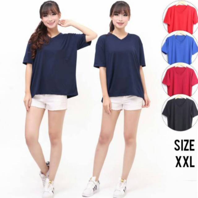  Kaos Polos Vneck Jumbo XXL Lengan Pendek Shopee Indonesia