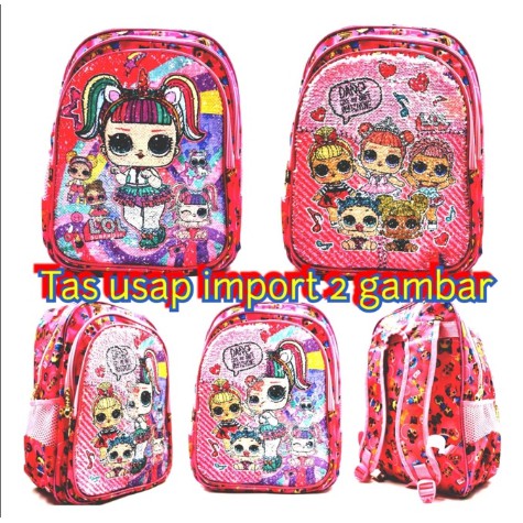 BAJ Tas Ransel Sequin USAP KEKINIAN TK LOL Frozen Hello Kitty Spiderman Tayo Avengers Cars / TA021