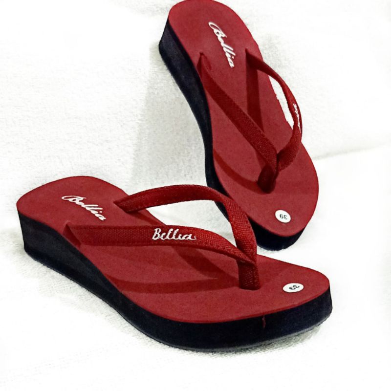 SANDAL WANITA JAPIT SPON BELIA - SANDAL WANITA WEDGES SPON TINGGI 3 CM - SANDAL JEPIT WANITA - SENDAL WANITA - SANDAL WANITA KEKINIAN SANDAL WEDGES WANITA (BELIA)