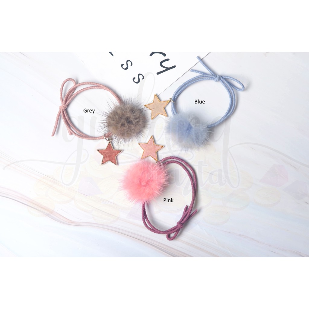 Ikat Rambut Korea Pompom and Star Simple GH 201557