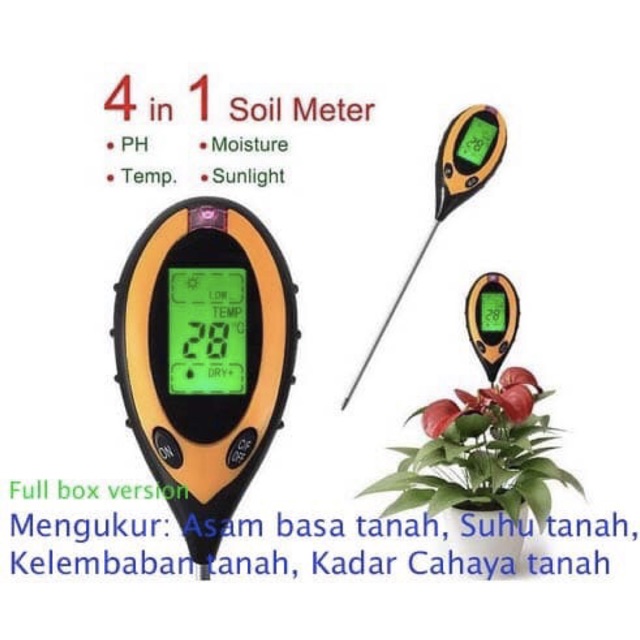 PH Meter Tanah Digital 4 in 1 / Soil Analyzer (PH, Moisture, Light, Temperature)