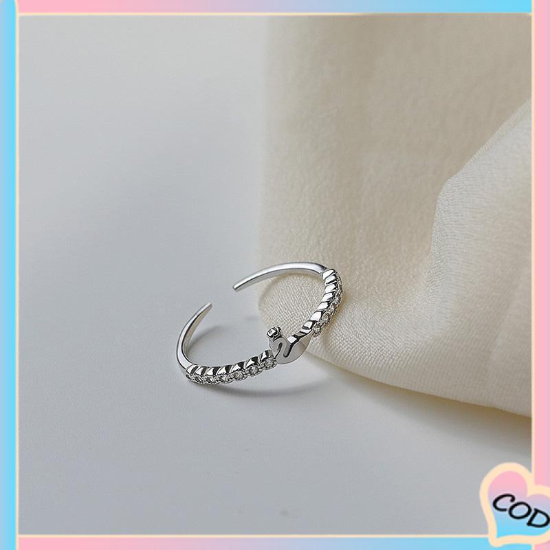 COD❤️ Cincin Jari Telunjuk Bentuk Angsa Kecil Model Terbuka Untuk Wanita-A.one