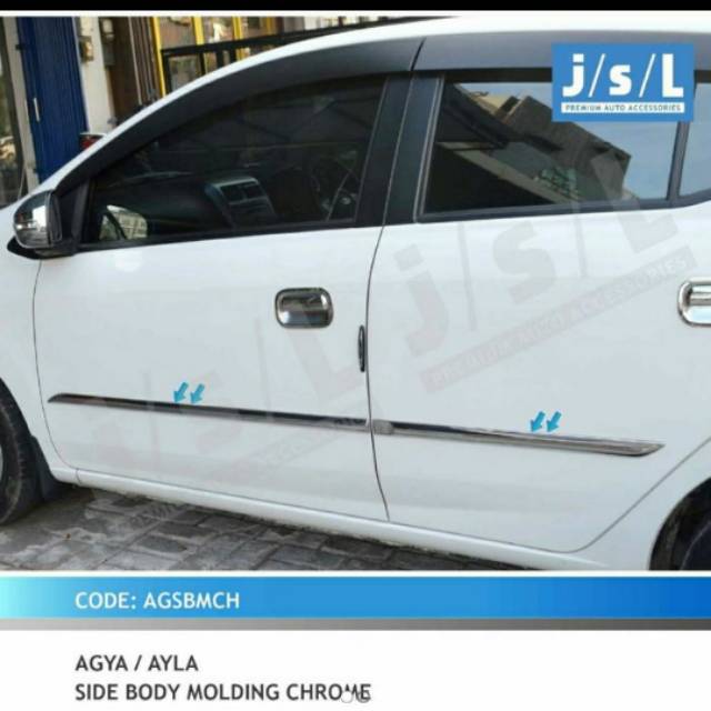 List body Agya/ Ayla/ side body molding chrome jsl