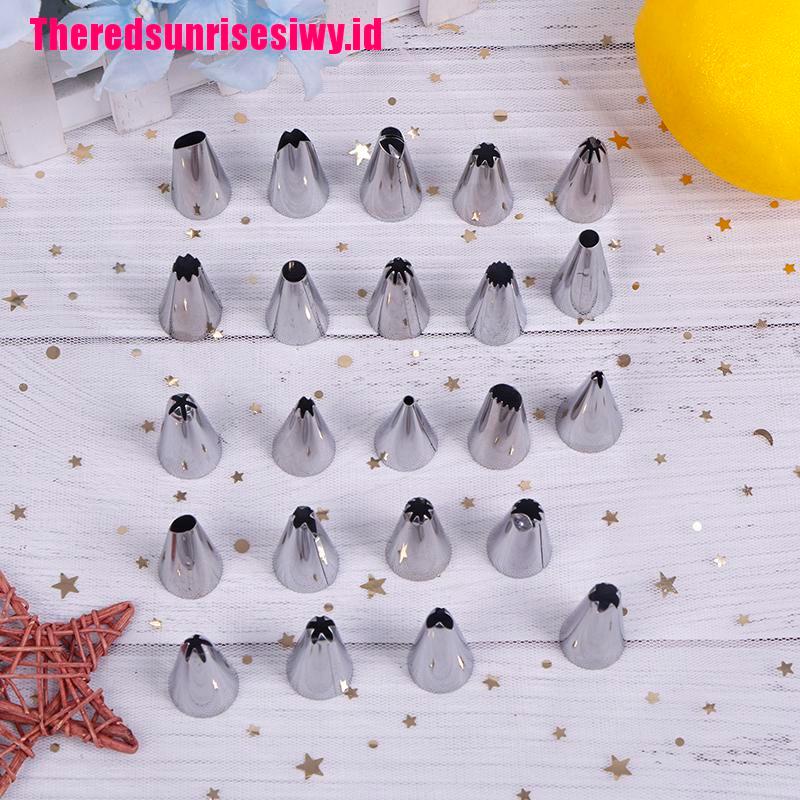 Set 24 / 36 / 48pcs Ujung Mulut Pipa Icing Bahan Stainless Steel Untuk Dekorasi Kue