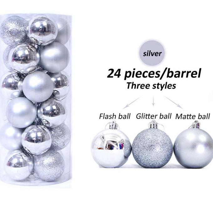 

24PCS BOLA GANTUNG BAHAN PLASTIK MATTE UNTUK DEKORASI POHON NATAL GJNH6123V