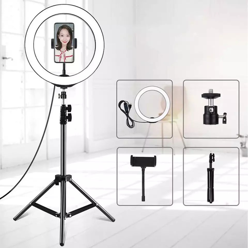 Paket Ring Light Led 33cm  Lampu 33cm Plus Tripod 2.1M Make Up Vlog Lampu Ring light (Qtop.id)