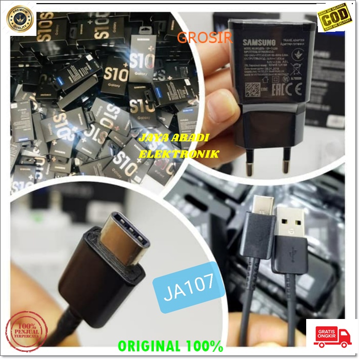 J107 SAMSUNG S10 ADAPTOR CHARGER SATU SET USB TYPE C TEBAL CASAN SUPPORT FAST CHARGING TRAVEL ADAPTER ANDROIT CHARGE SMART SPEED QUICK CHARGE QUALLCOMM MULTI UNIVERSAL ORIGINAL BISA UNTUK SEGALA JENIS MERK HANDPHONE ANDROIT YANG MENGGUNAKAN TYPE C