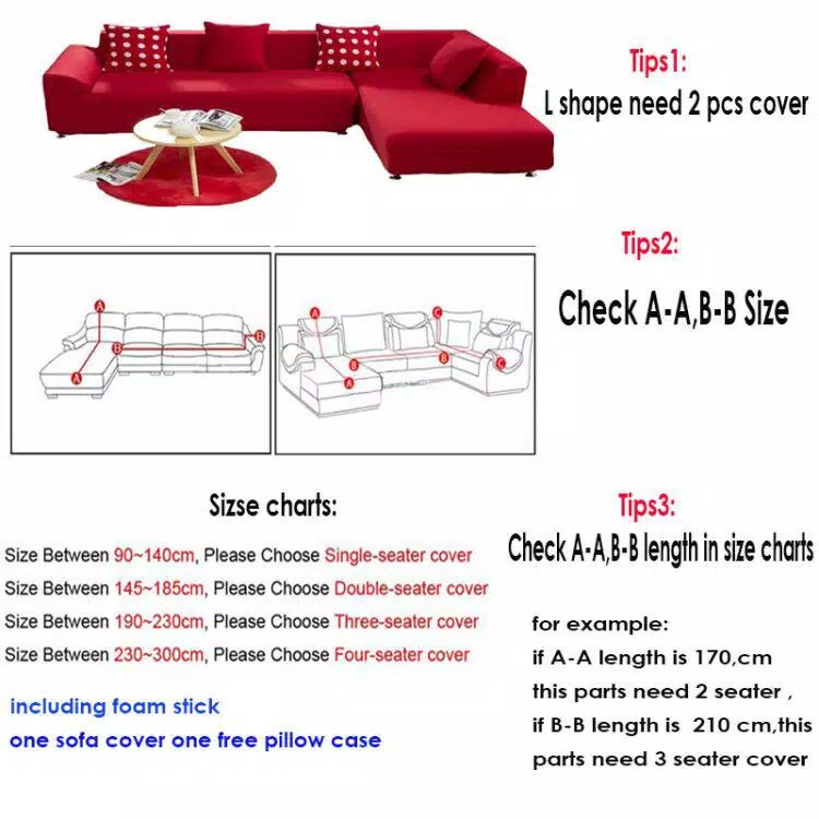 Cover Sofa Ukuran 1 Seater/Dudukan Sarung Anti-selip Sarung Kursi Sofa/ Sarung Tempat Duduk