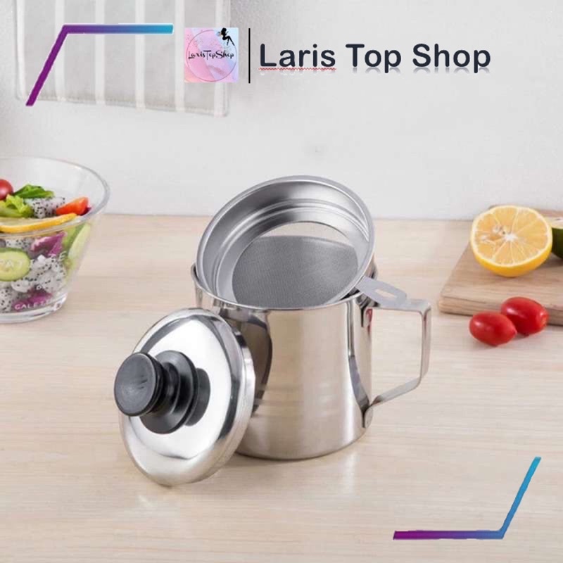 Saringan Minyak Goreng Stainless Steel / Oil Pot Sisa Wadah Minyak Jelantah / Wadah Saringan Minyak Goreng Anti Karat / Pot Saringan Minyak Stainless Steel Penyaring Jelantah Set Dapur Bekas Goreng