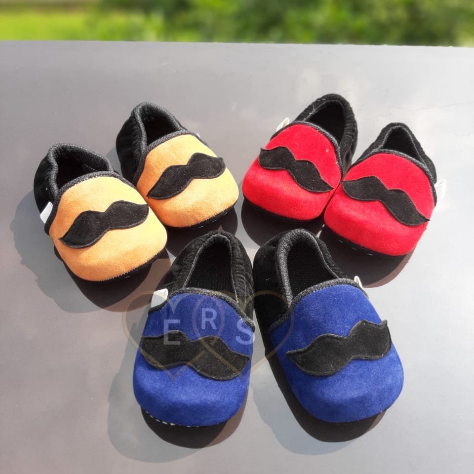 TOKOERS PRL06 Sepatu Bayi Prewalker Newborn anak 1_11 bulan - Motif kumis