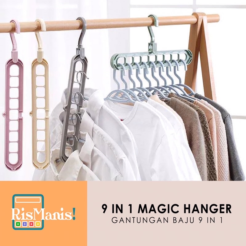 9 IN 1 MAGIC HANGER - Gantungan Baju Unik Rotasi 360 Praktis Serbaguna Murah Hemat Tempat Jemuran