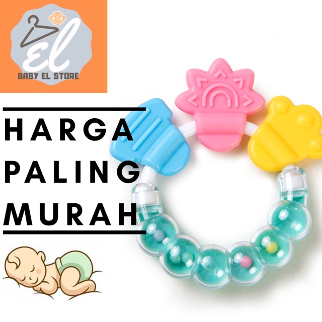 [BABY EL STORE] Mainan Bayi Genggam Gigit Kincringan Plastik Silikon Baby Teethering Toys Rettle