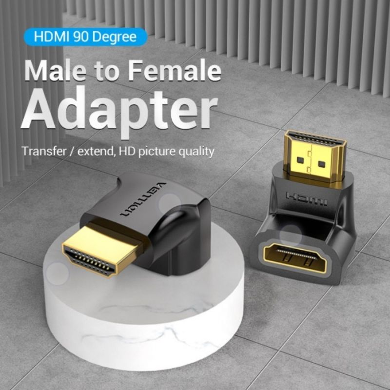 Vention H380hdfa Adapter hdmi male to female bentuk L 90 degree 1080p