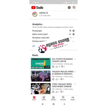 CHANNEL YOUTUBE 1 RIBU SUBSCRIBERS. MONET MONETISASI ON. 
SEPAKET ADSENSE PIN PO TINGGAL GANTI REKEN