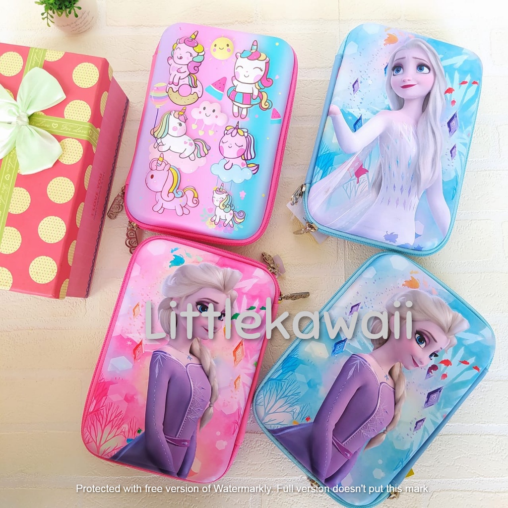 LK/Tempat Kotak Pensil Hardcase Frozen Batman Ironman Spiderman Karakter Fashion Anak Sekolah Import