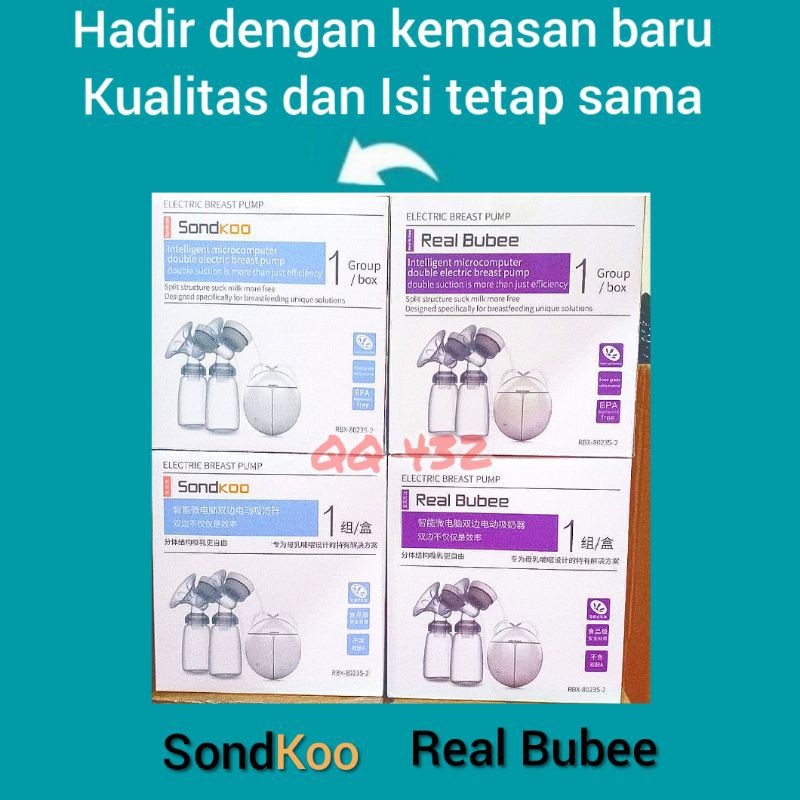 Real Bubee Sondkoo Pompa ASI Elektrik Otomatis 2 Botol Susu Breastpump