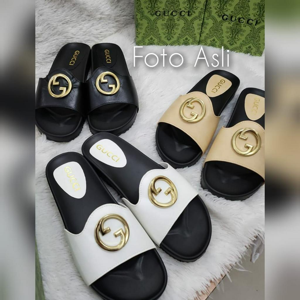 Sandal slide slip on Wanita Gocci import kode 111-6