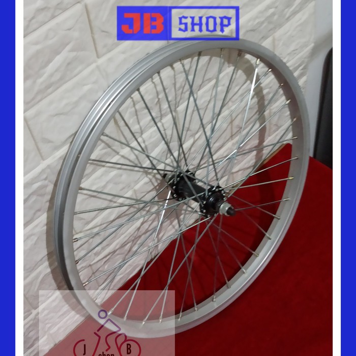 VELG RIMS SEPEDA 20 ALLOY WHEELS SET SIAP PAKAI LIPAT CITY BIKE BMX LL - Depan silver Limited