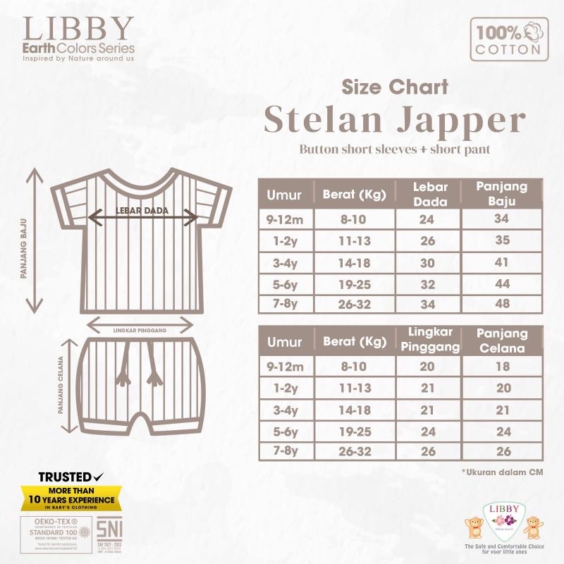 LIBBY Earth Jasper Set Pendek / Setelan Baju Pendek Libby