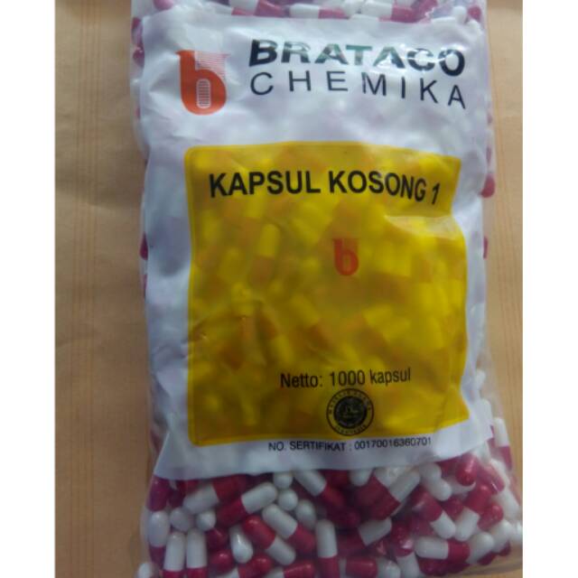 Kapsul / capsul Kosong No 3, 2, 1, no 0, no 00 isi 1000 Brataco