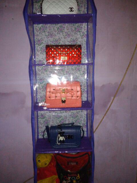[bisa Cod]promo Murah Set 3 In 1 Rak Tas Gantung Motif Bunga Full Resleting Kualitas Terbaik & Murah