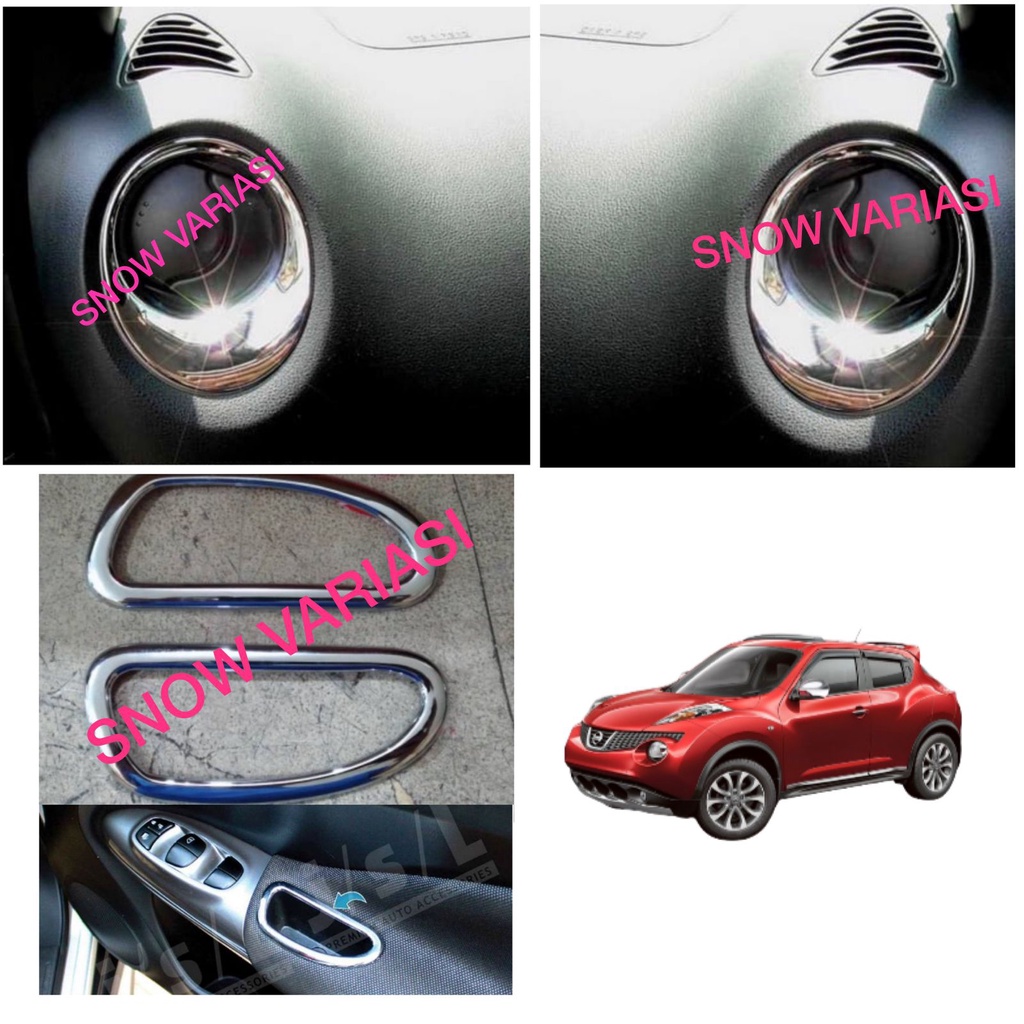 Paket Ring AC Interior List Handle Dalam Nissan Juke Chrome