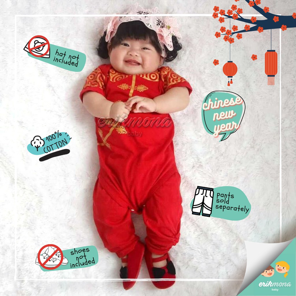 Ermon Baby - Jumper Bayi Laki Laki Perempuan Jumper Baby Cowok Cewek Lucu Model Qibao Imlek Usia 0 - 12 Bulan