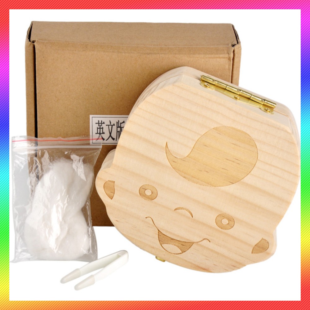 GS8 Kotak Tempat Gigi Susu Bayi Baby Teeth Wood Box Model Bayi Perempuan Anak