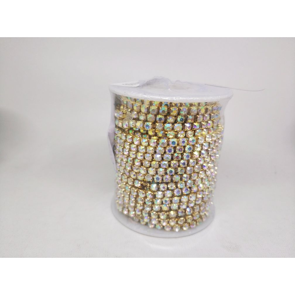 Permata/ Diamond Cangkang Renteng Rapat ss14 Silver/Gold AB KW1. per roll