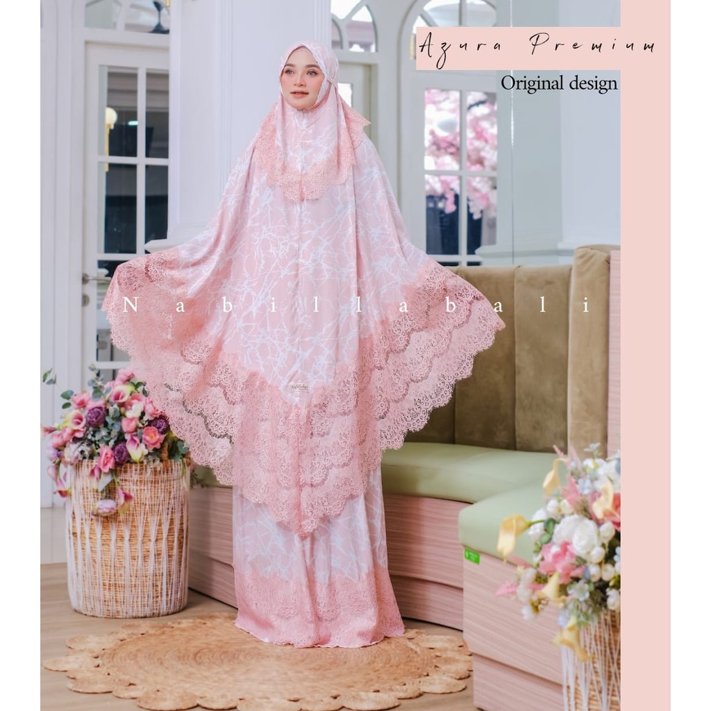 Mukena Dewasa Terbaru 2022 Rayon Premium Brukat Mewah Jumbo Azura Nabillabali